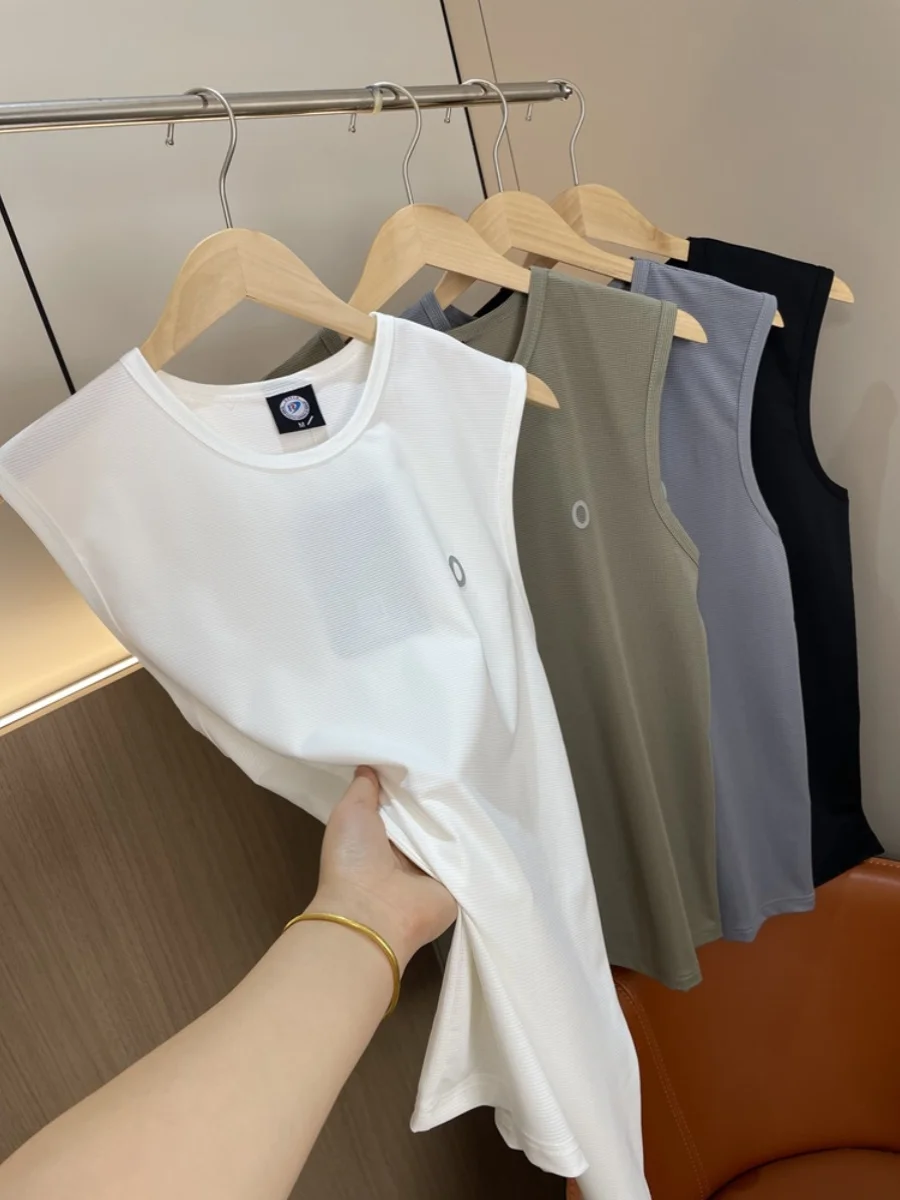 

Cool Feeling Breathable Qui Dry High Elastic Summer Men's Training Color Sports Casual Tank Top Trendy round Ne