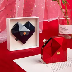 Luxury Heart Shaped Diamond Ring Box Automatic Pop-up Portable Jewelry Box Jewelry Storage Box Proposal Wedding Case For Girl