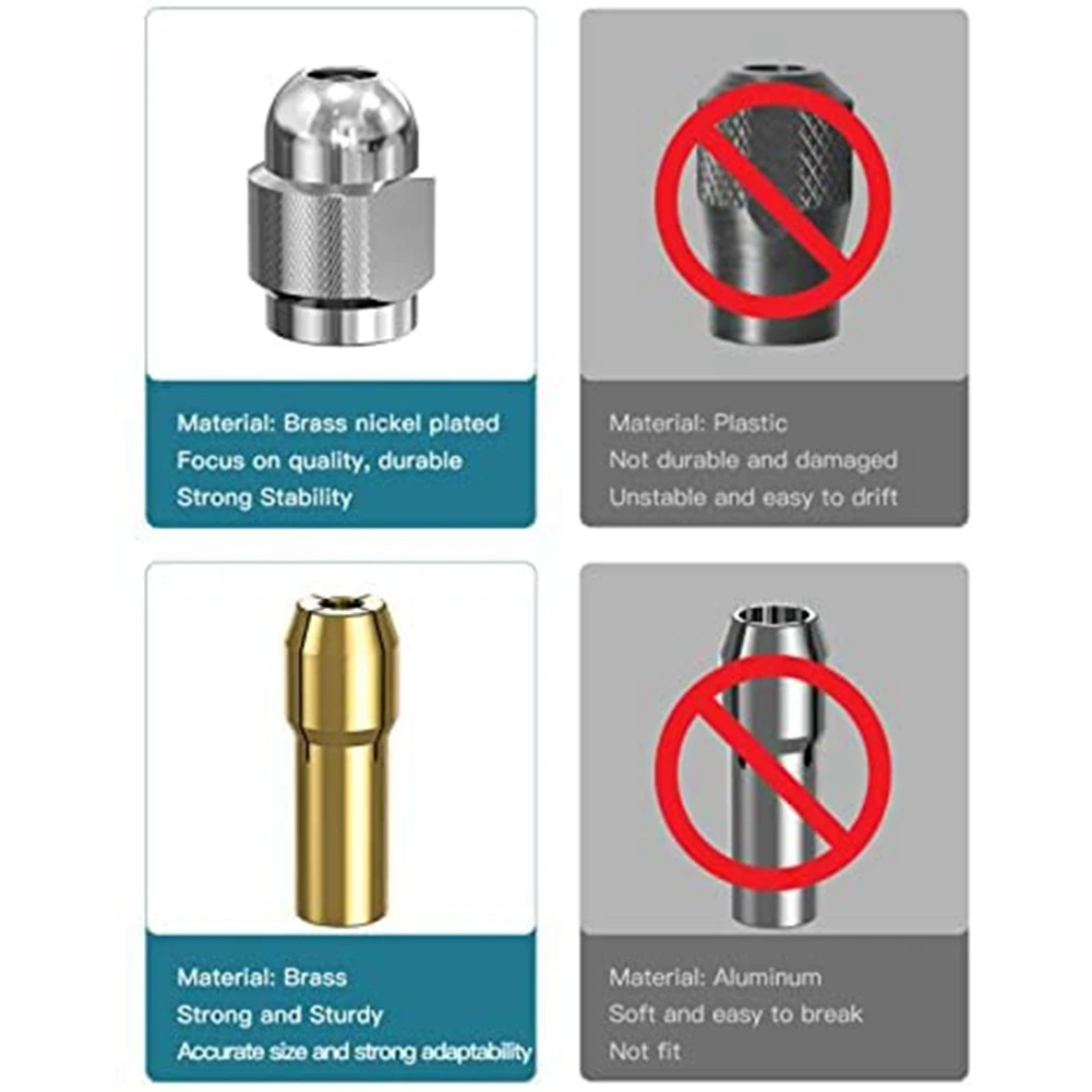 10ชิ้นคอลเลตทองเหลืองสำหรับ dremel 4485เปลี่ยนอย่างรวดเร็วชุดเครื่องมือน็อต Bor putar 0.8/1.2/1.5/1.8/ 2.0/2.4/3.0/3.2มม.