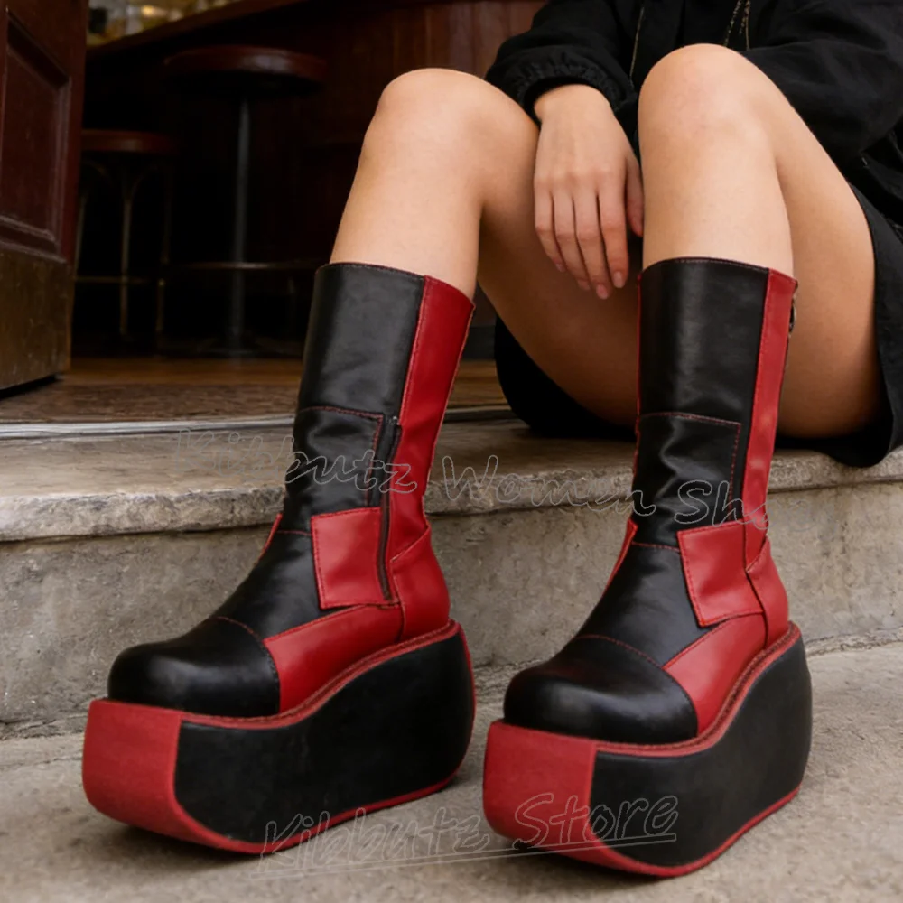 

Кожаные женские ботинки на платформе в клетку, разноцветные, без застежек, с круглым носком, на толстой подошве, модные, роскошные, элегантные, сексуальные