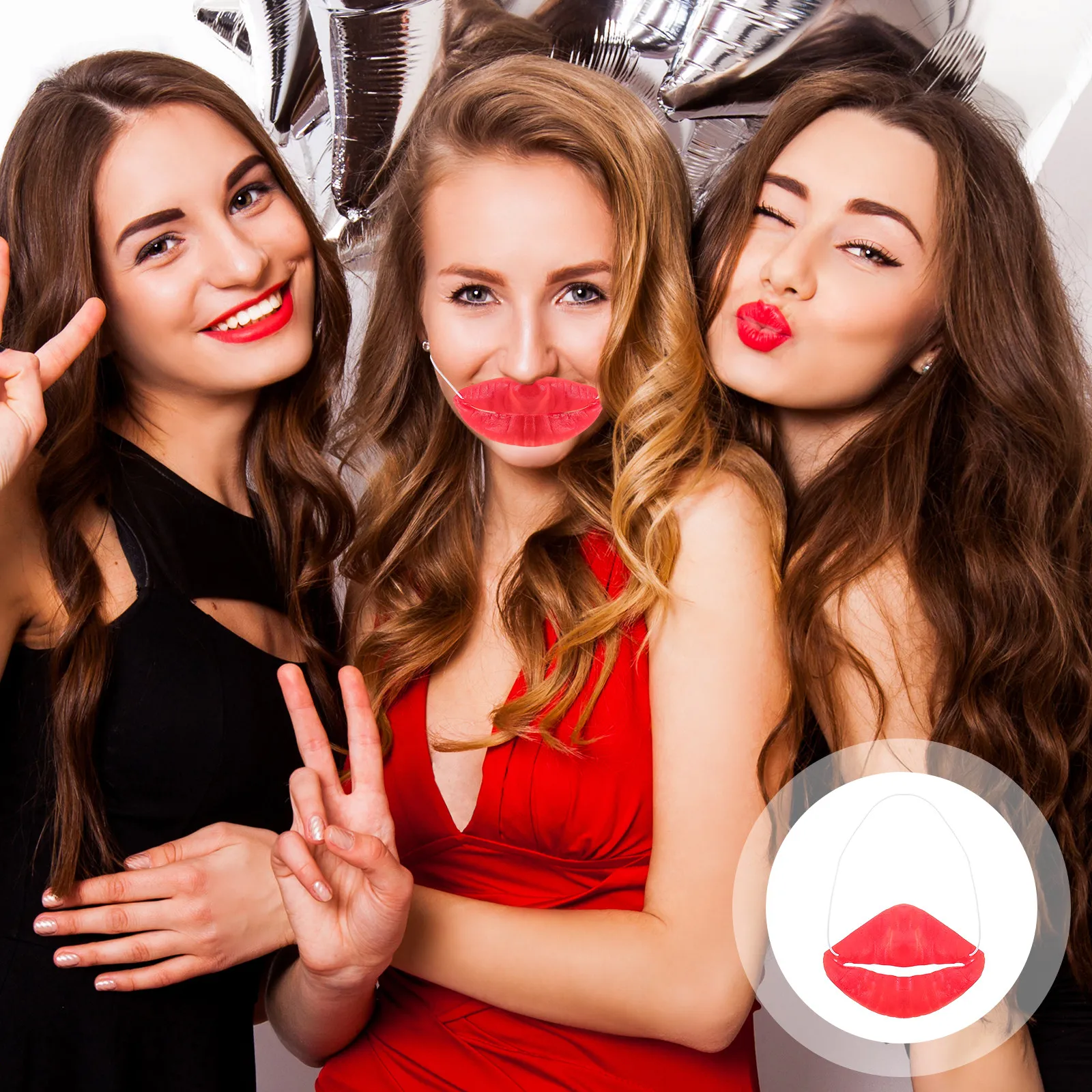 

2Pcs Big Mouth Halloween Prop Funny Cartoon Red Lips Latex Facial Decoration for Masquerade Mardi Gras Party Festival Atmosphere
