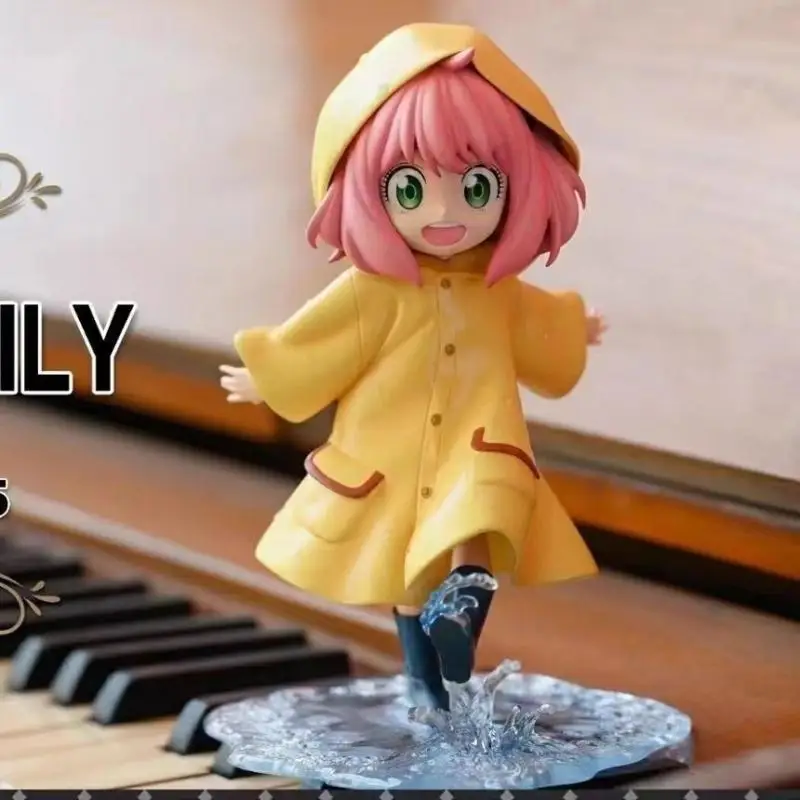 Japanese Anime Spy Family Raincoat Anya Forger Garage Kit Anime Doll Anime Model Cute Computer Case Desktop Ornament Gift