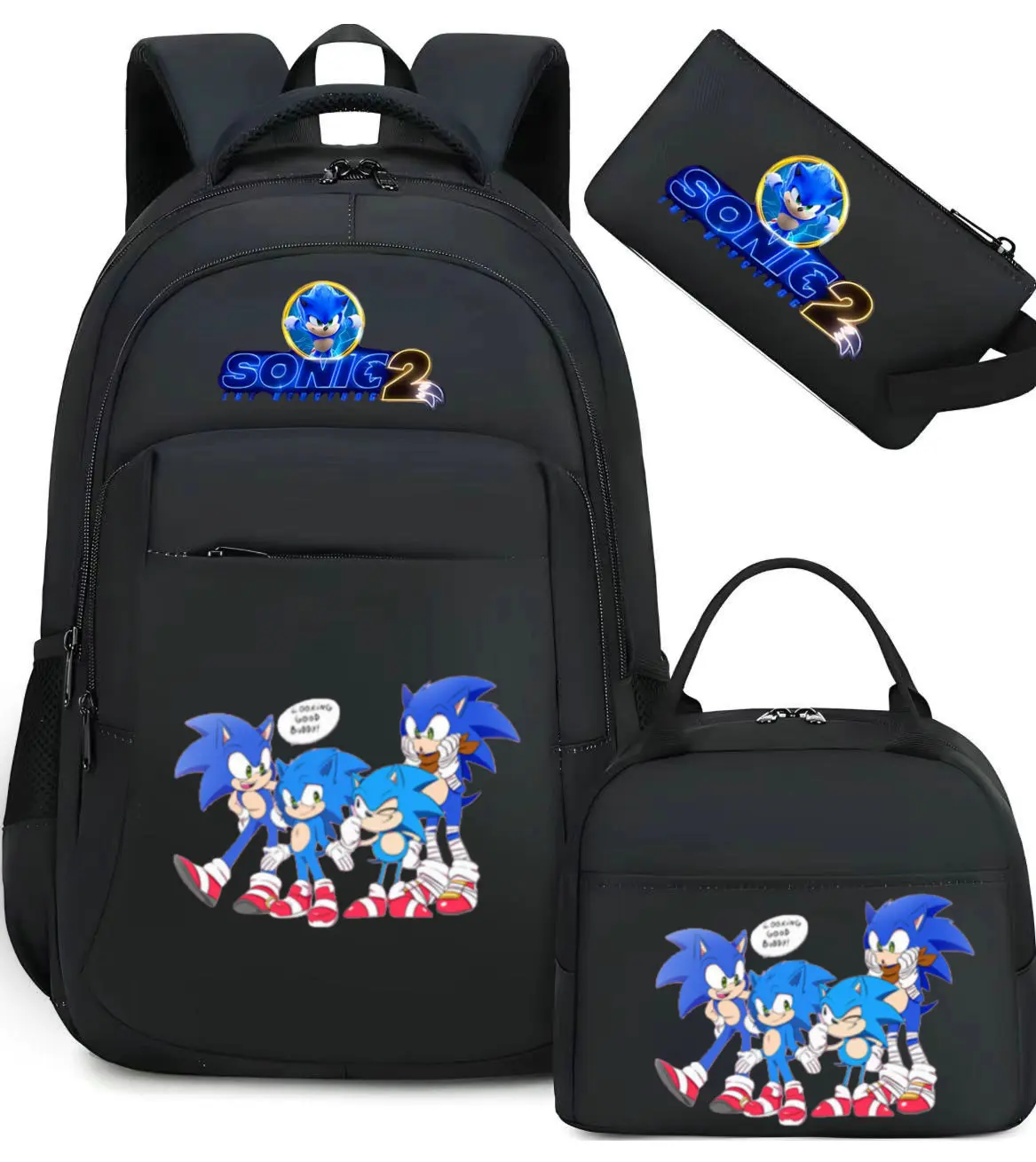 Anime Sonice Backpack 3pcs Women Men Backpack Travel Bag Schoolbag for Teens Girl Boys Laptop Mochila