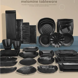 Melamine Plate Black Rectangular Barbecue Restaurant Tableware