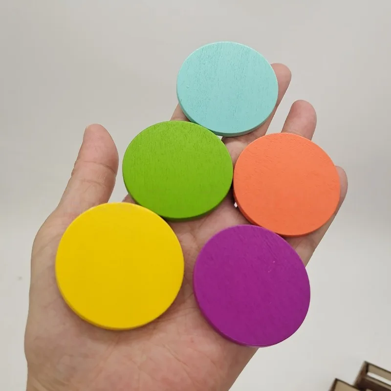 10pcs Colored Wooden Disc Tools Math Supplies for Math Manipulatives for Counting, Grouping, Home and School Supplies
