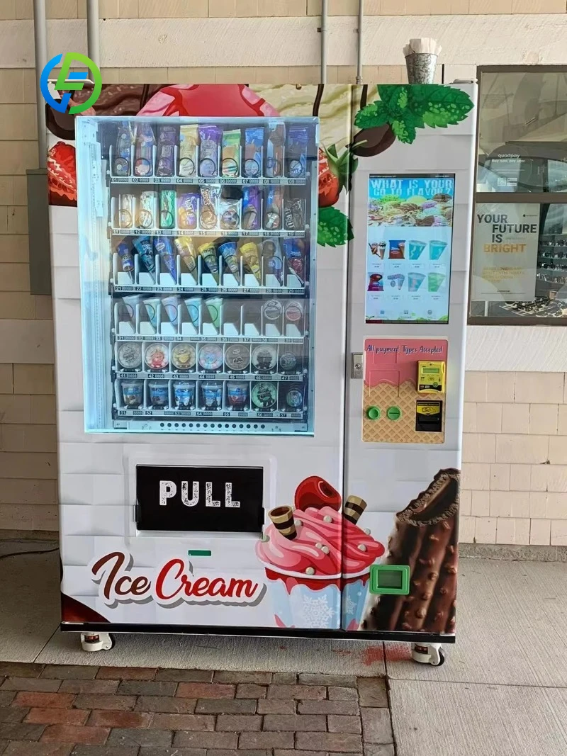 FoodLine Customized Automatic Frozen Food Ice Cream Vending Machine Support Multiple Payment Methods