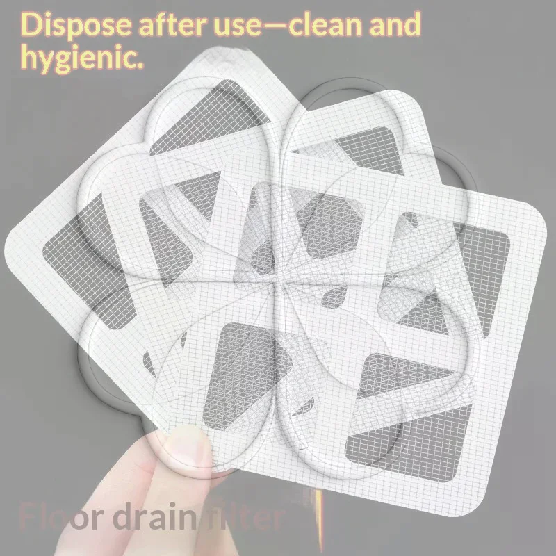 50PCS Adhesive Insect Proof Floor Drain Sticker Disposable Hair Catcher Filter for Bathroom Kitchen Sink