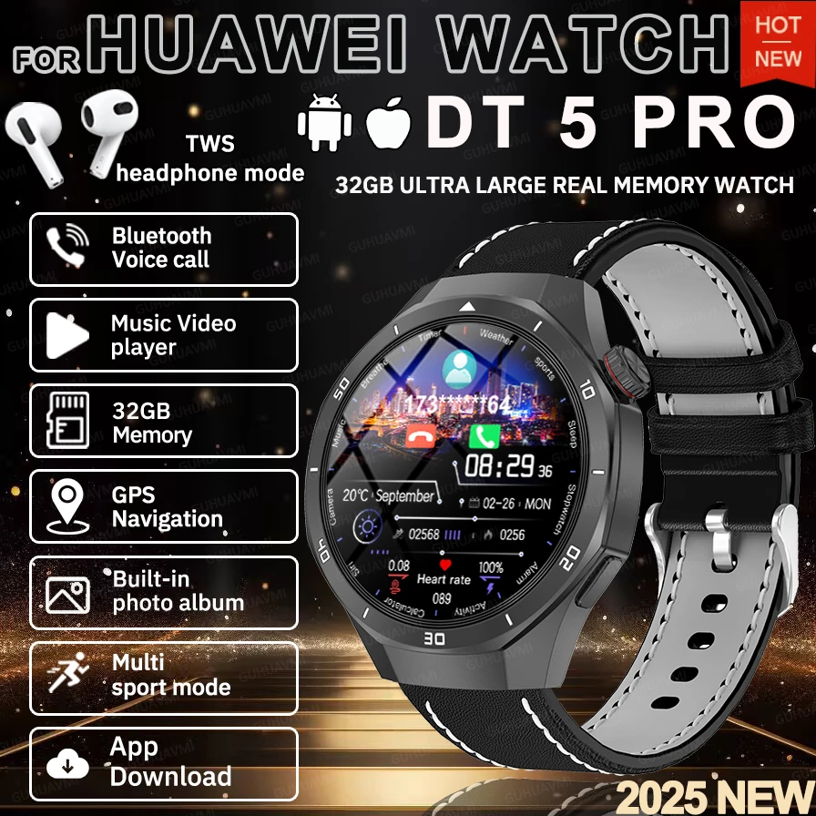 

Для HUAWEI Popular Ultra Big 32 ГБ памяти Smart Watch Приложение Загрузка GPS Карта MP3/MP4 Плеер Фитнес Спорт Bluetooth Вызов Мужские Часы