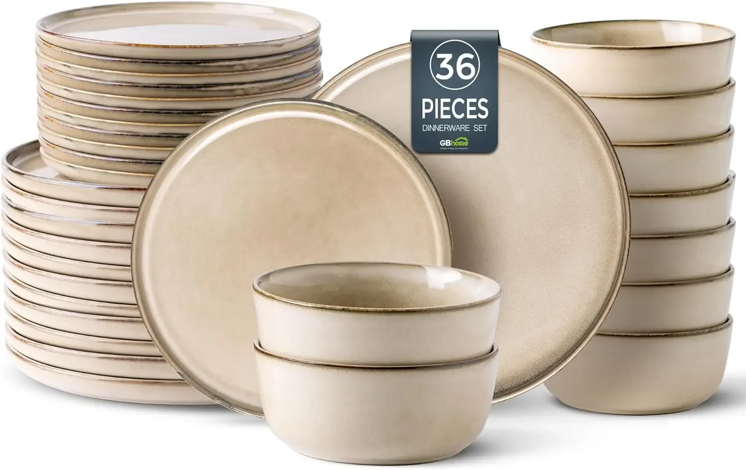 

Ceramic Dinnerware Sets for 12, 36 Pieces Stoneware Plates and Bowls Sets, Reactive Glaze Dishes -Scratch Resistant, Dishwasher