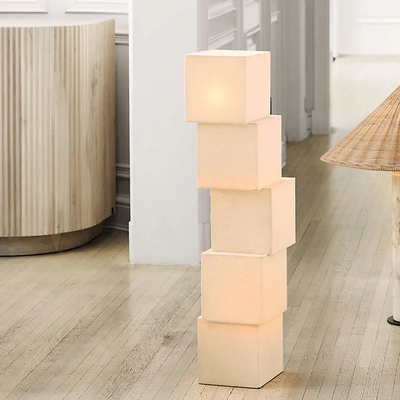 Camera da letto con lampada da terra ad angolo per soggiorno alla moda in tessuto quadrato personalizzato