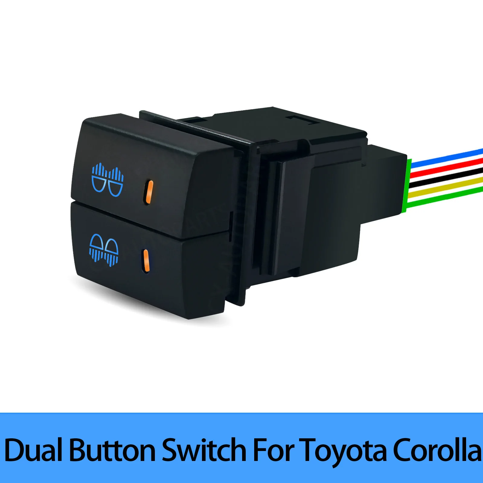 12V 3A Spot Light Rear Light Push Switch ON-OFF Button Dual Devices Control Bule Orange Led For Toyota Camry xv70 Corolla Rav4