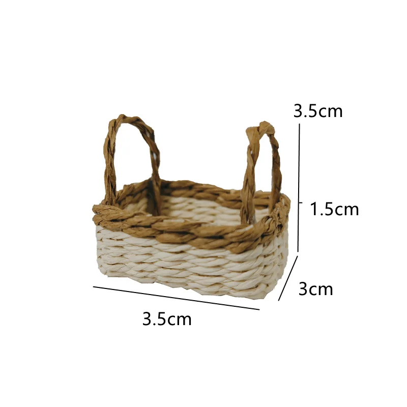 

2 Pcs Small Raffia Basket Mini with Handle Held Little Baskets Miniature Woven for Favors