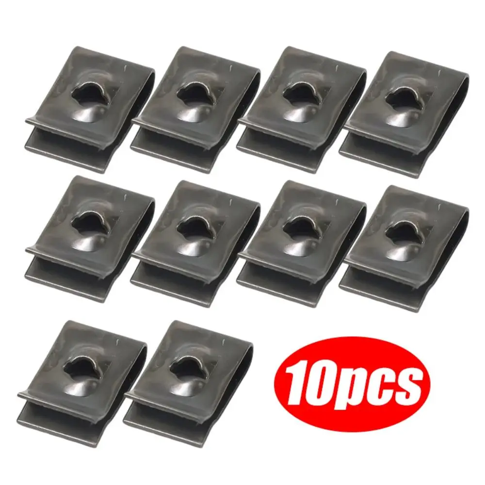 10Pcs/Pack Metal Screw Fastener Clip U-Type Clip with Screw Car Motorcycles Anti-rust Screw Buckle Iron Sheet Hardware Accessory