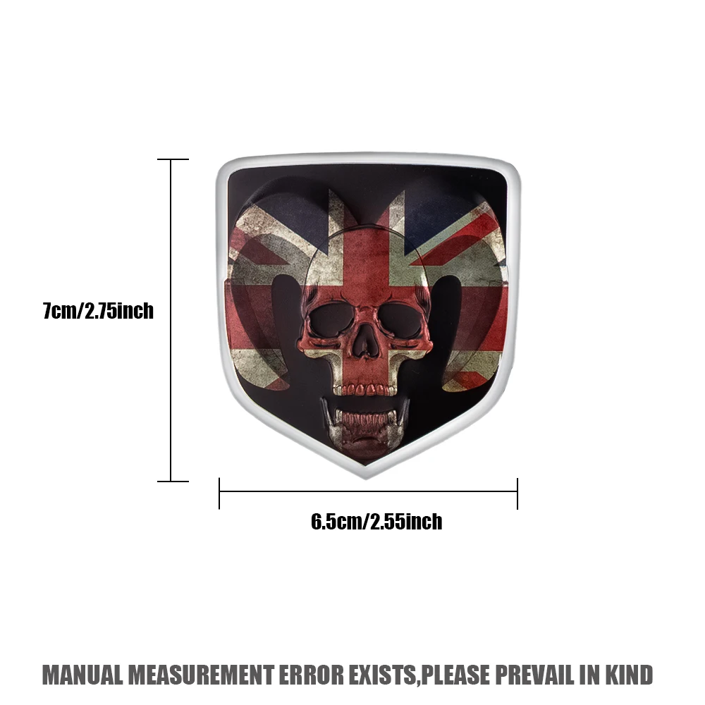 3D Skull Fnational Flag Car Metal Styling Badge Sticker Accessories For Dodge Durango Caliber Dakota Neon SRT SXT Nitro Avenger view 6