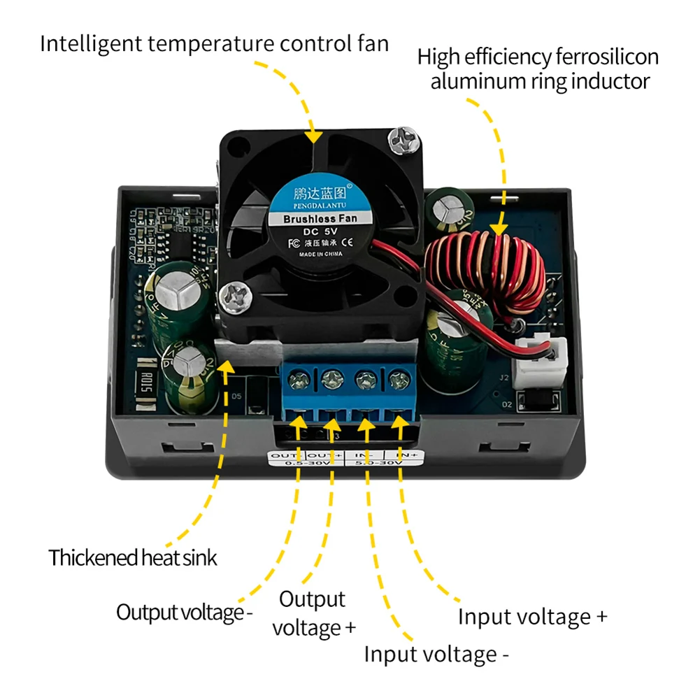 

ZK-5KX Step Up Down Power Module 0.6-36V Adjustable Regulated Laboratory Power Supply 80W LCD Display for Electronic Equipment