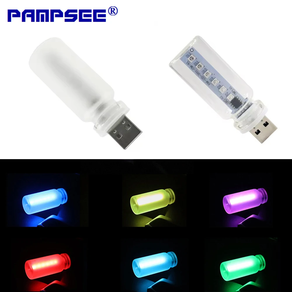 

7 цветов, прозрачное/матовое стекло, USB-ночник, регулируемая яркость, 5 В постоянного тока, автомобильная атмосферная лампа, портативная сенсорное управление