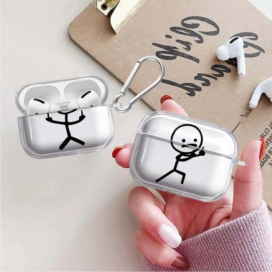 Case For Airpods Pro3 2 3 4 Pro Pro2 1 Clear Earphone Cases Cover Abstract Stick Figure