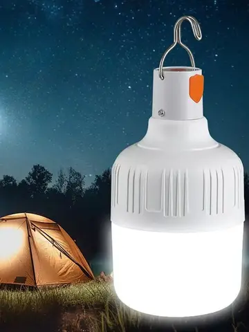 1pc USB Rechargeable LED Lamp Bulbs High Brightness Outdoor Emergency Light Hook Up Camping Fishing Portable Lantern Night Light