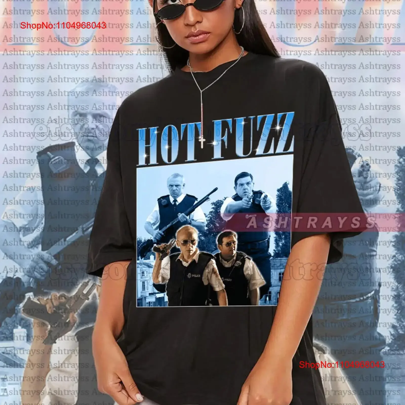 

Горячая футболка Fuzz Simon Pegg Nick Frost, винтажная потертая повседневная футболка унисекс с графическим рисунком, растягивающийся топ для повседневной носки, универсальная