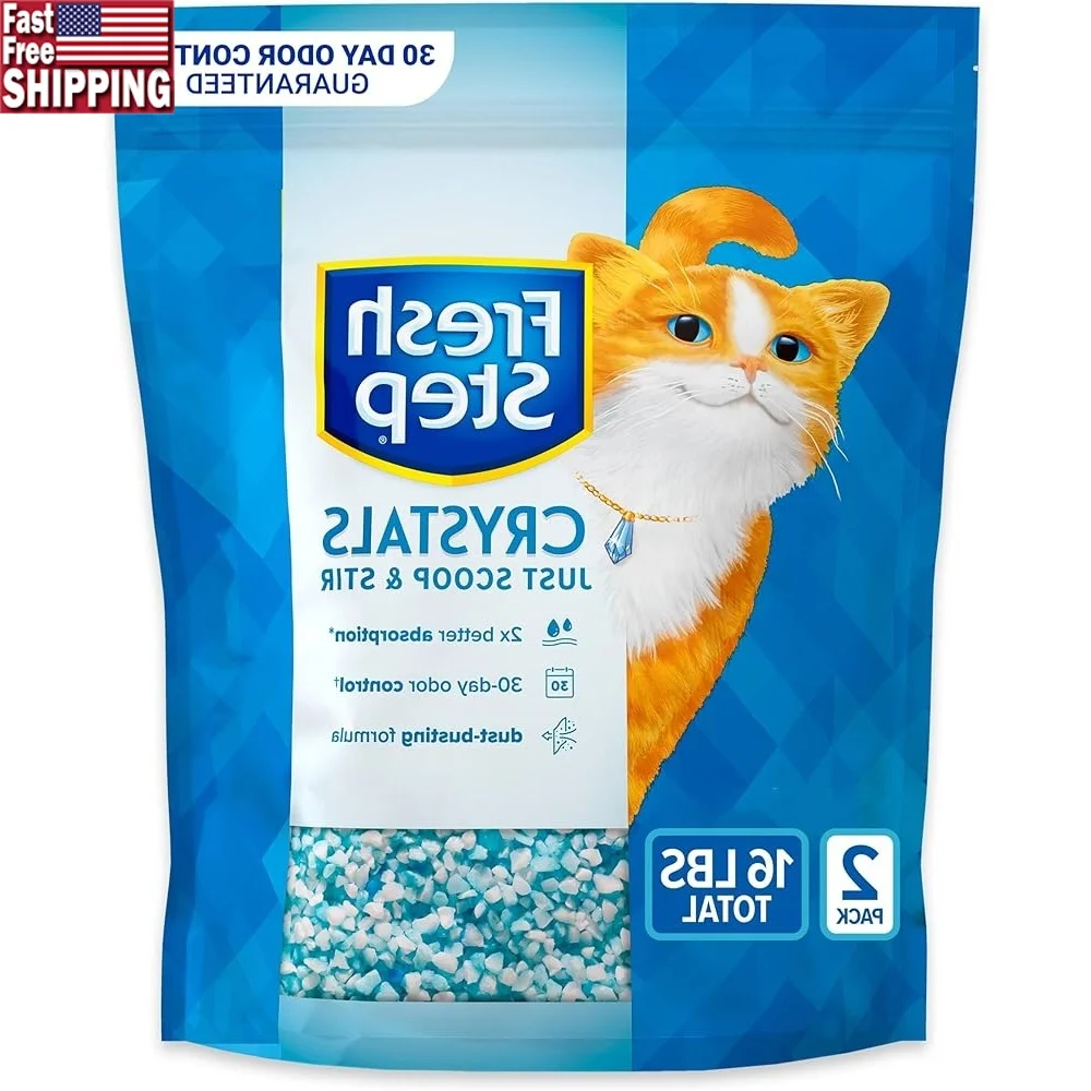 

8lb Premium Cat Litter Crystals Pack of 2 Superior Odor Control Easy Cleanup Low Dust Lightweight Formula