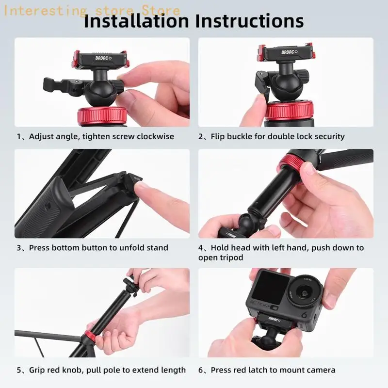 Kamerastativ mit Viertelgewinde für Handheld- und Schreibtisch-Videoaufzeichnung 55KC – Detail 10