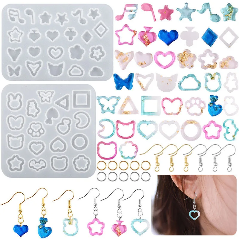 DIY Crystal Epoxy Silicone Mold Moon Star Cat Rabbit Earrings Necklae Pendant Quicksand Accessories Jewelry Silicone Molds