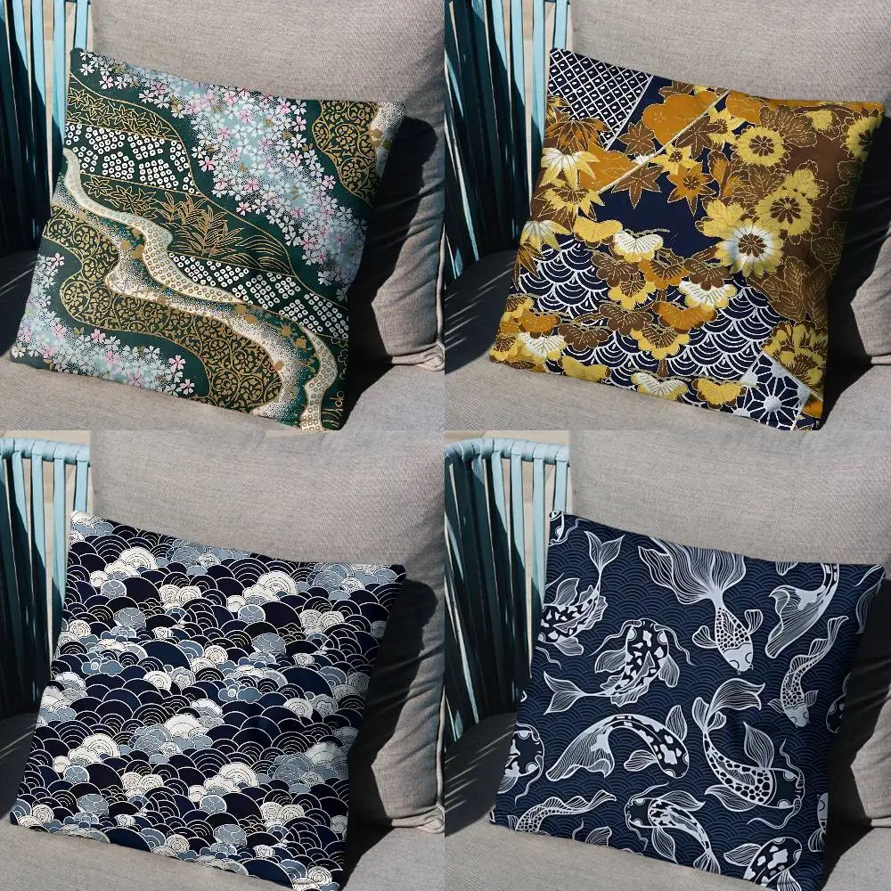 

Art Wagara Yuzen-zome Pillow Case Pillow Case Living Room Sofa Cushion Cover Suitable For Home Bedroom Room Decoration
