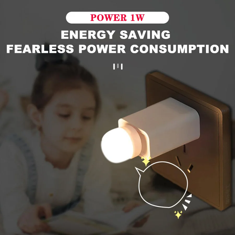 2pc 5v 1w bolso mini led night light usb plug lâmpada banco de potência carregamento usb livro luzes pequenas lâmpadas de proteção para os olhos leitura redonda