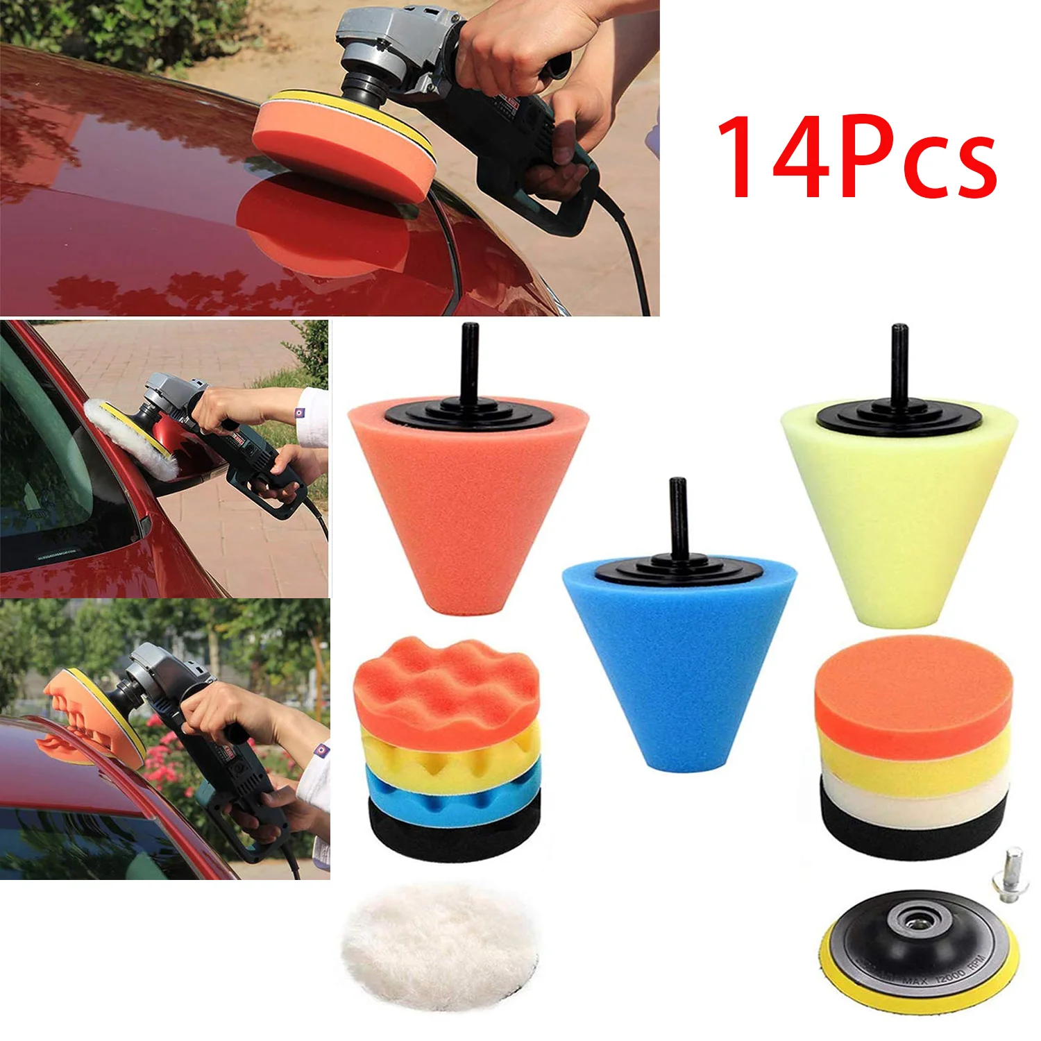 3Inch Car Buffers and Polishers Kit for Drill, Drill Polishing Wheel Foam Ball Buffing Pads Sponge Ball for Auto Car Wheels Care