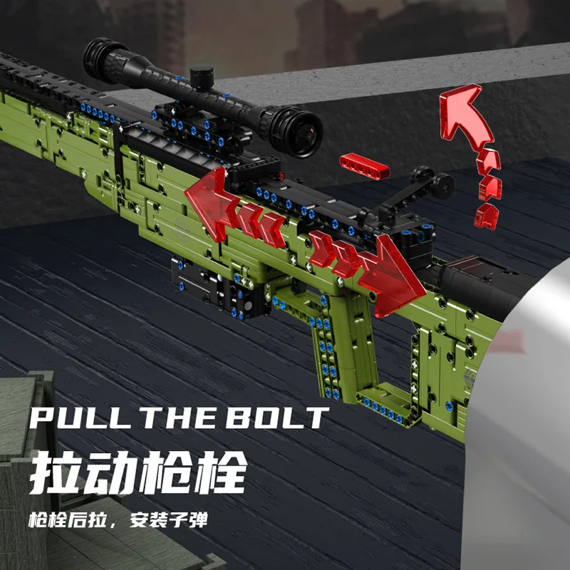 متوفر T2033 MOC نموذج بندقية عسكرية اللبنات AWM بندقية قنص الطوب تجميع لتقوم بها بنفسك لعب للبنين هدية الكريسماس مجموعة