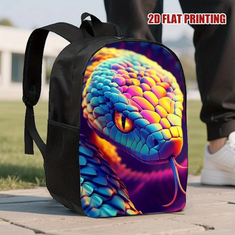 

A colorful spectral snake-themed backpack that is stylish and practical, ideal for college, office use, and excursions, for teen
