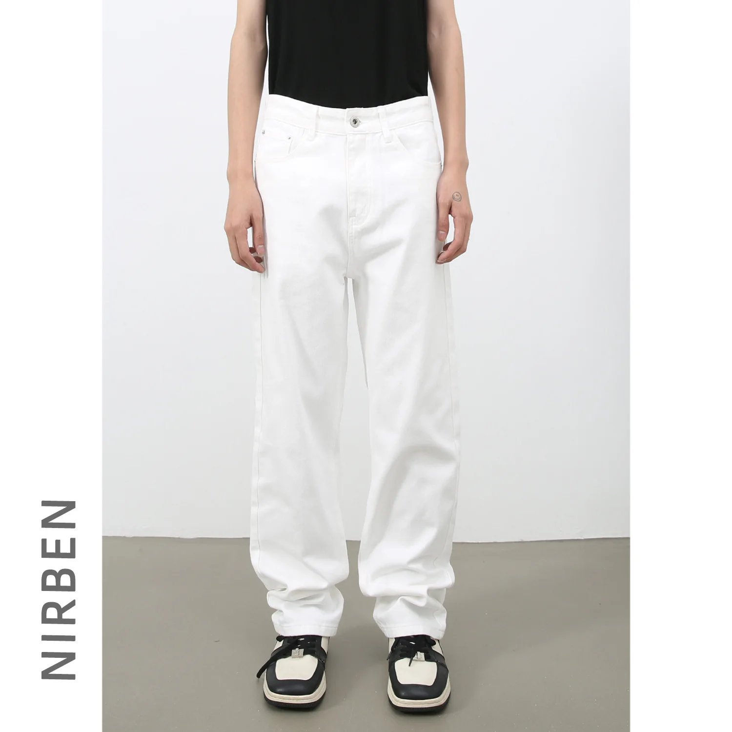 Multi-color Straight Washed Jeans Men's Loose Straight Wide-leg Versatile Casual Trousers