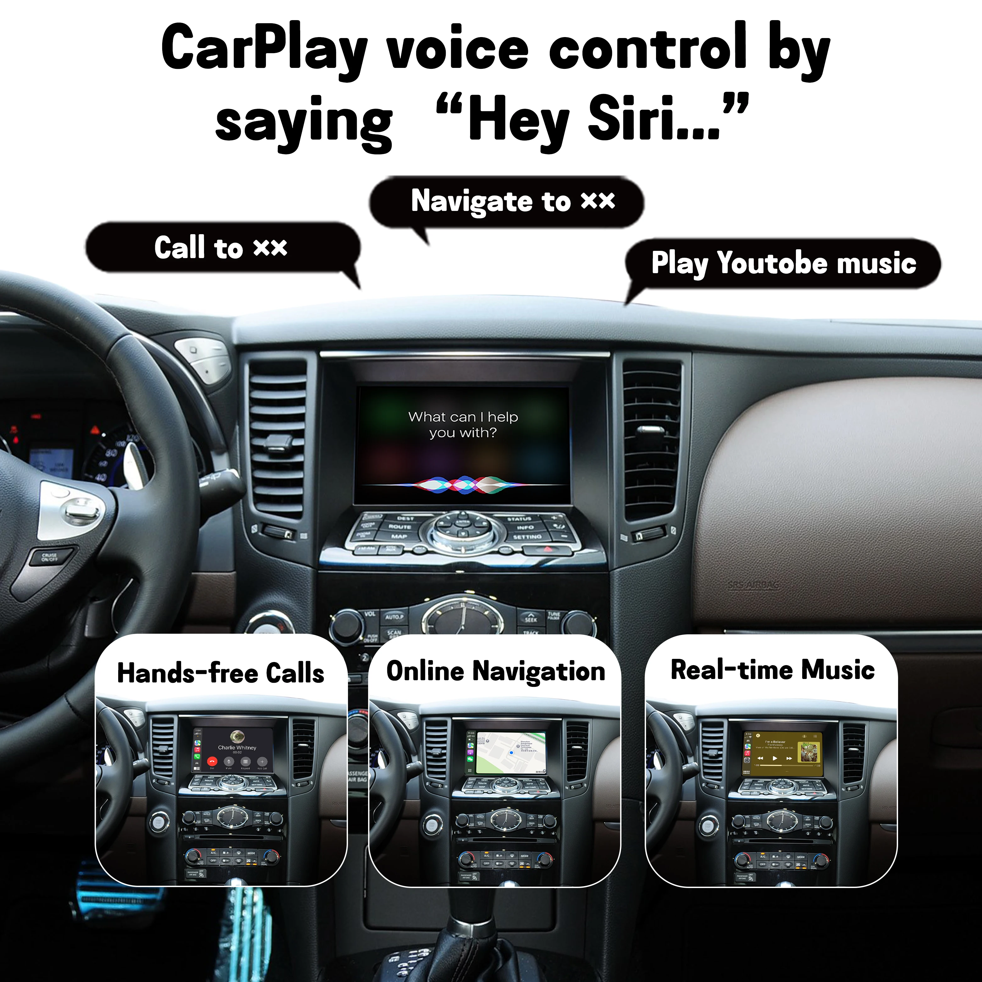 Wireless CarPlay Android Auto Interface for 2012-2017 Nissan Patrol GTR Multimedia Video Navigation Retrofit Upgrade