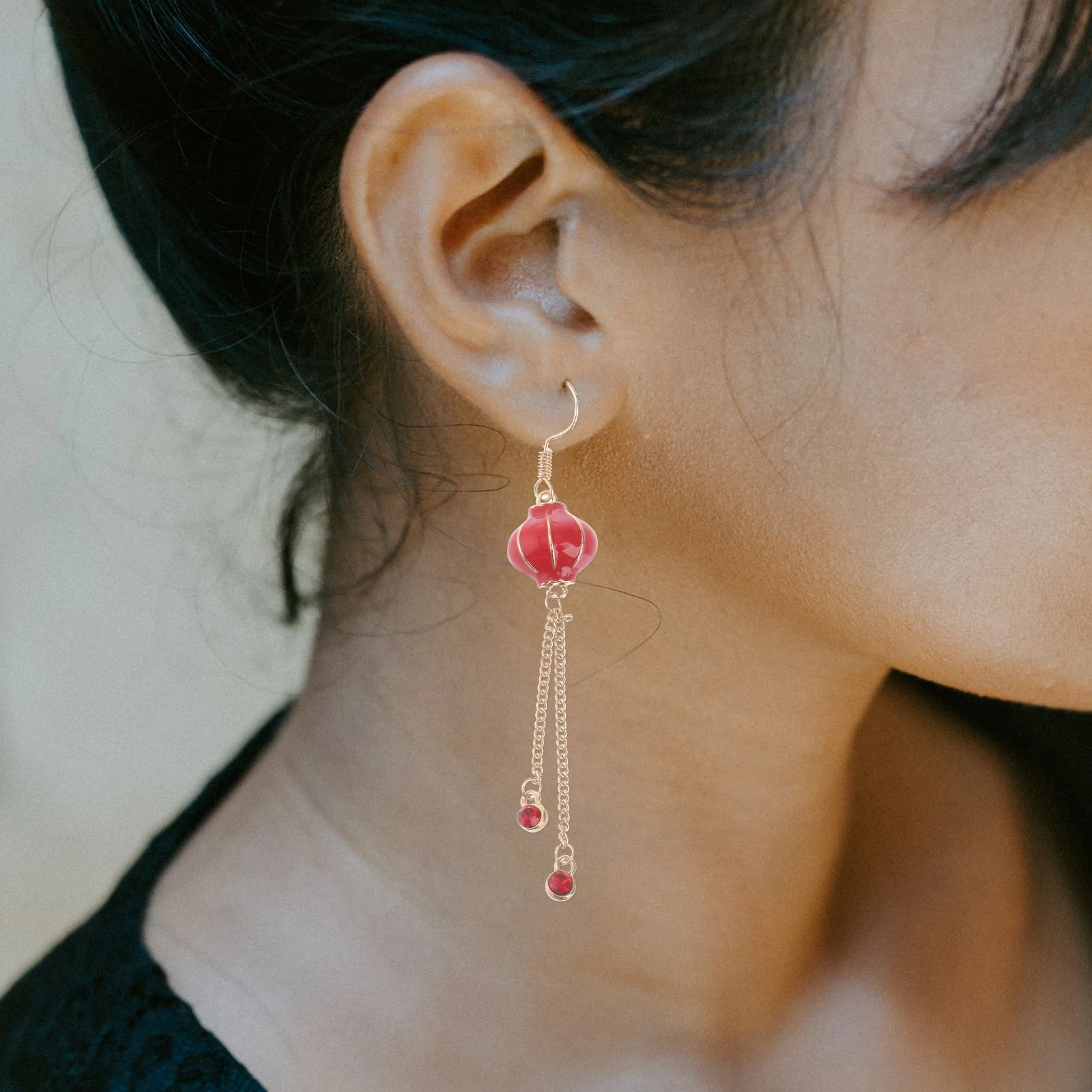 

Lantern Earrings For Women Chinese Style Dangle Red Elegant Jewelry Gift New Year Earring For Beauty Party