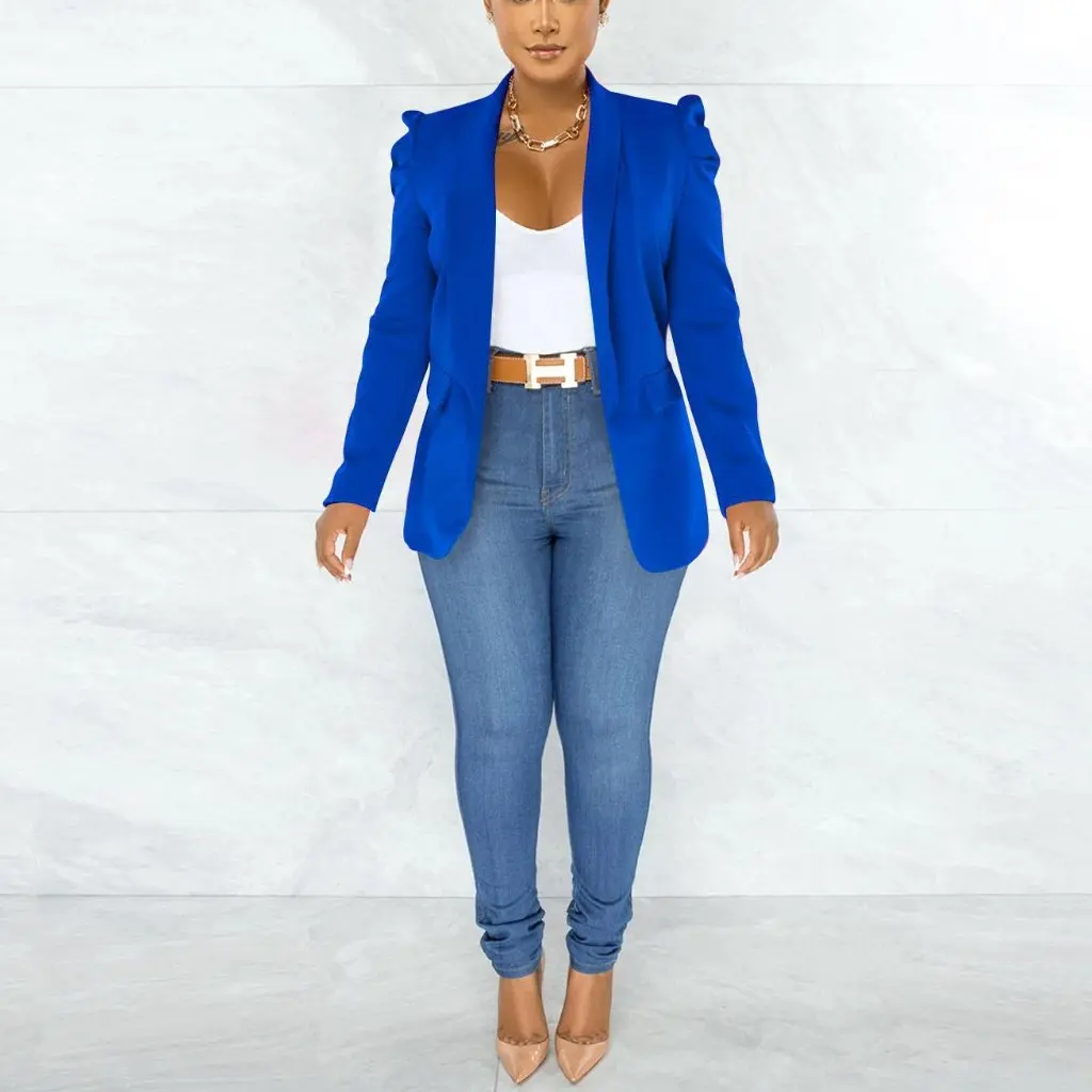 

Fall Women's Solid Color Long Sleeve Pleated Suit Jacket European American Fashion Exclusive for