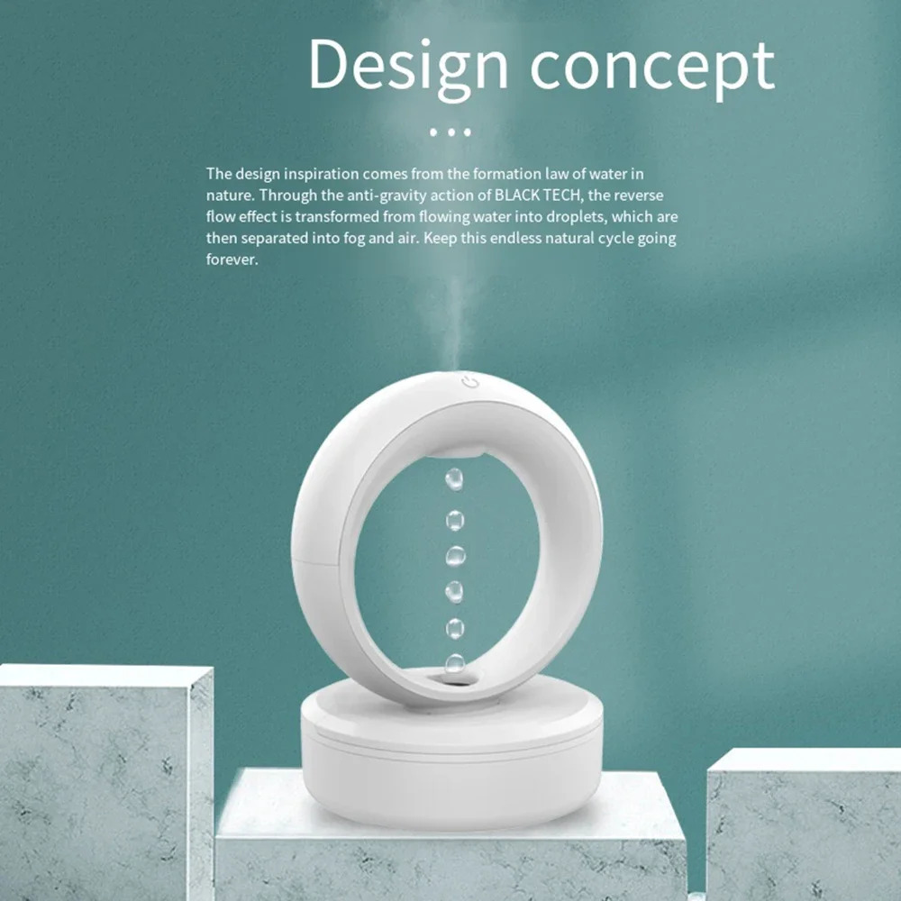 680ML Perfume Anti Gravity Humidifiers Water Drop Mini Air Purifier Essential Oils USB Ultrasonic  Diffuser  Office