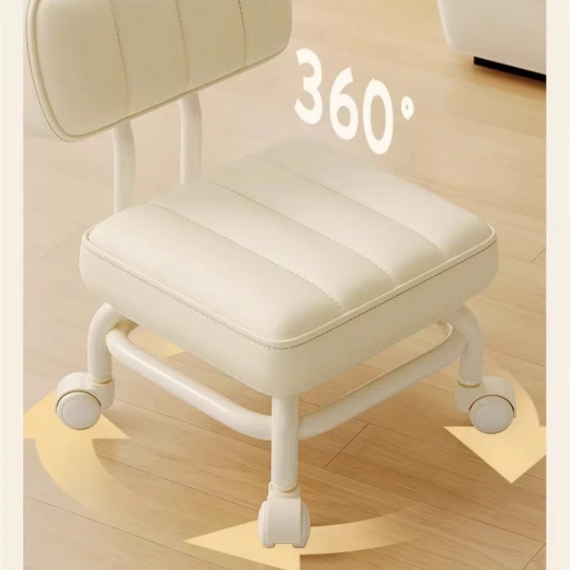 Small Stool Backrest Universal Wheel Soft Stool Children's Sofa Coffee Table Small Chair Pulley Low Stool Portable Stool