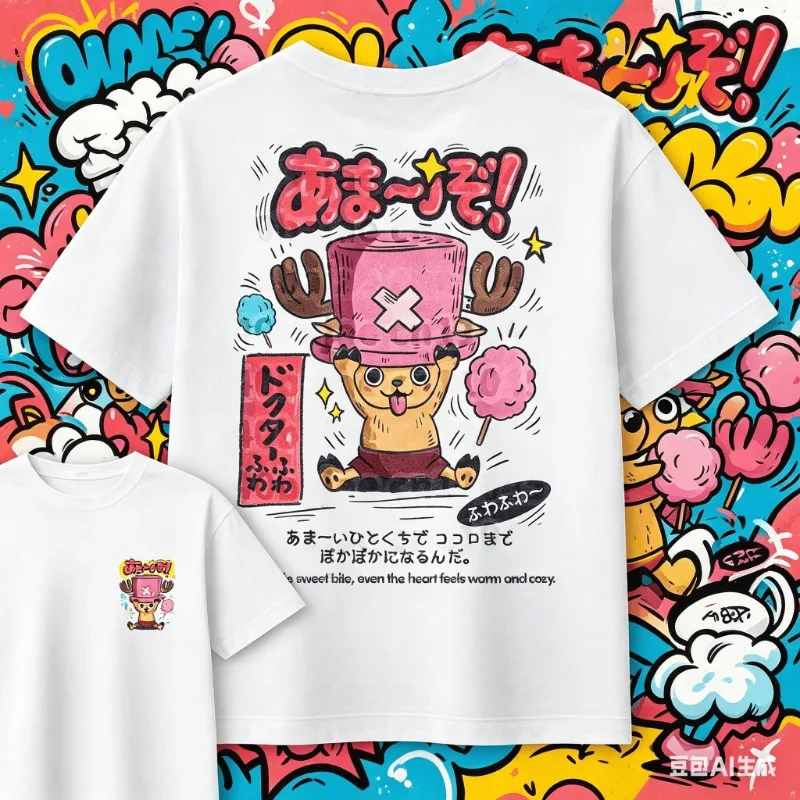 

2026 Summer One Piece Anime Tony Tony Chopper Printed Loose Short-sleeved Pure Cotton Children's T-shirt Tide Unisex Casual Y2k