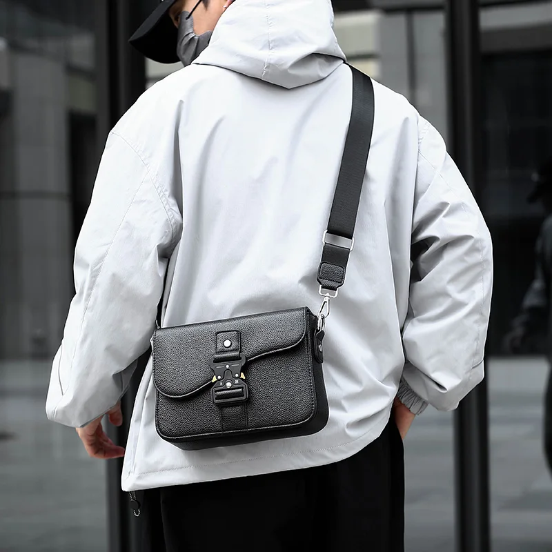 

Мужская сумка-мессенджер из искусственной кожи, наплечная сумка с регулируемым ремнем, повседневная деловая сумка через плечо для работы и ежедневного использования