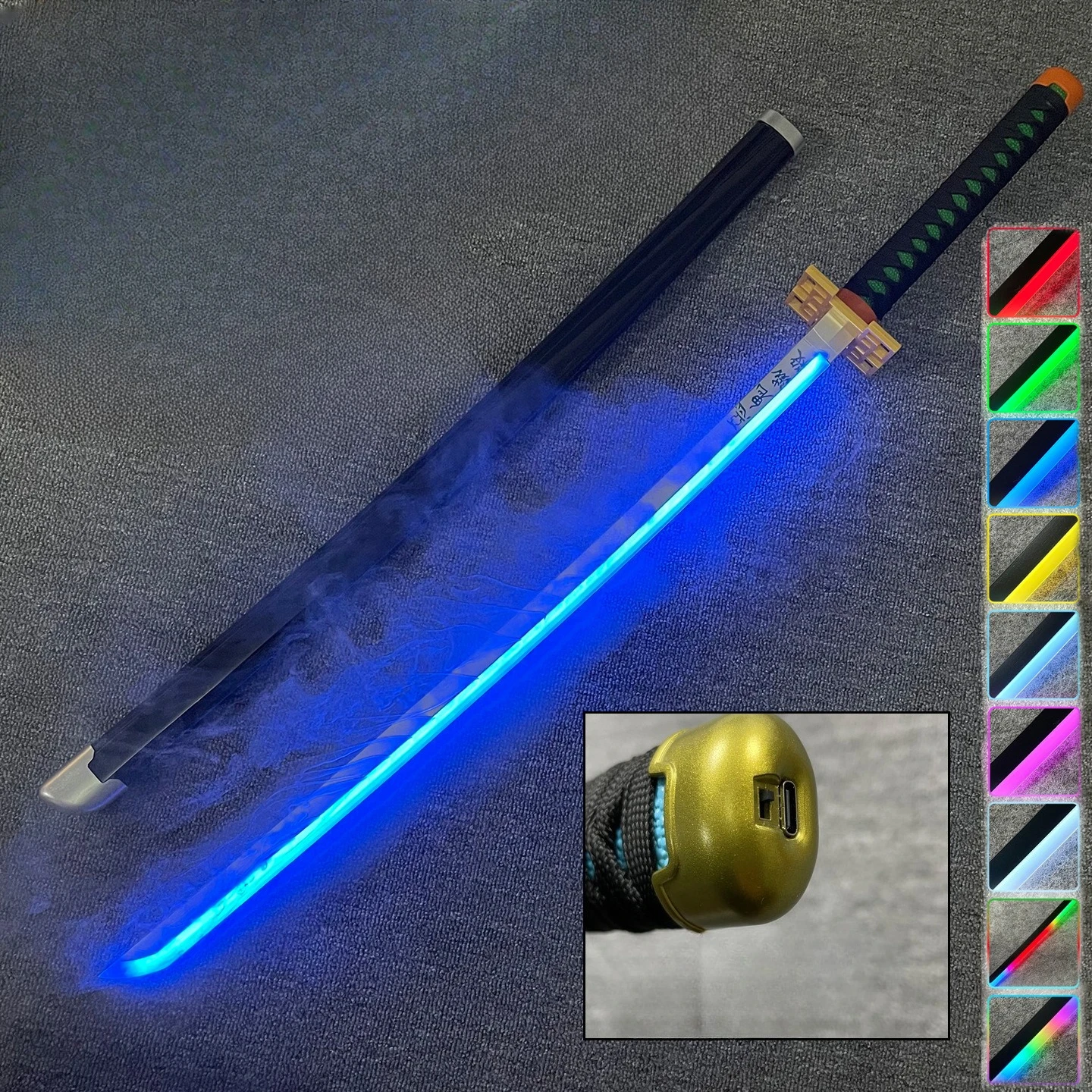 تأثير الضباب Nichirin السيف Lightsaber خشبية تأثيري كاتانا Giyu ضوء السيف متغير اللون سكين في الهواء الطلق ليلة Luminou سكين لعبة #4