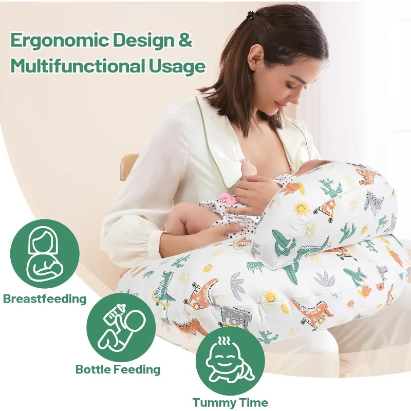 وسادة رضاعة مع غطاء مطبوع عليه حيوانات - وسادة دعم قابلة للإزالة وقابلة للغسل للرضاعة الطبيعية للأمهات والأطفال. بيبيس cosas Utiles #2