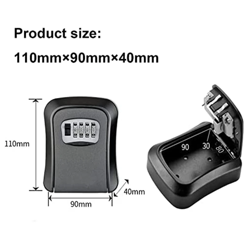 Metal Key Lock Box Wall Mounted Waterproof Key Storage Lock Box With Mounting Kit