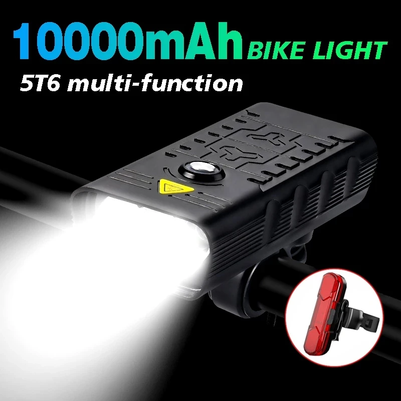 10000Mah Bicycle Light Usb Rechargeable 5000 Lumens Bicycle Headlight 5Led Ultra Bright Flashlight Bicycle Accessories