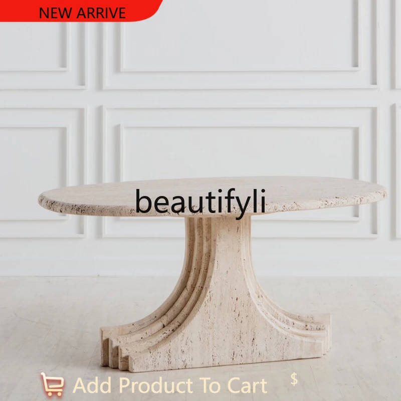 

Natural travertine coffee table travertine table retro style corner table G1218