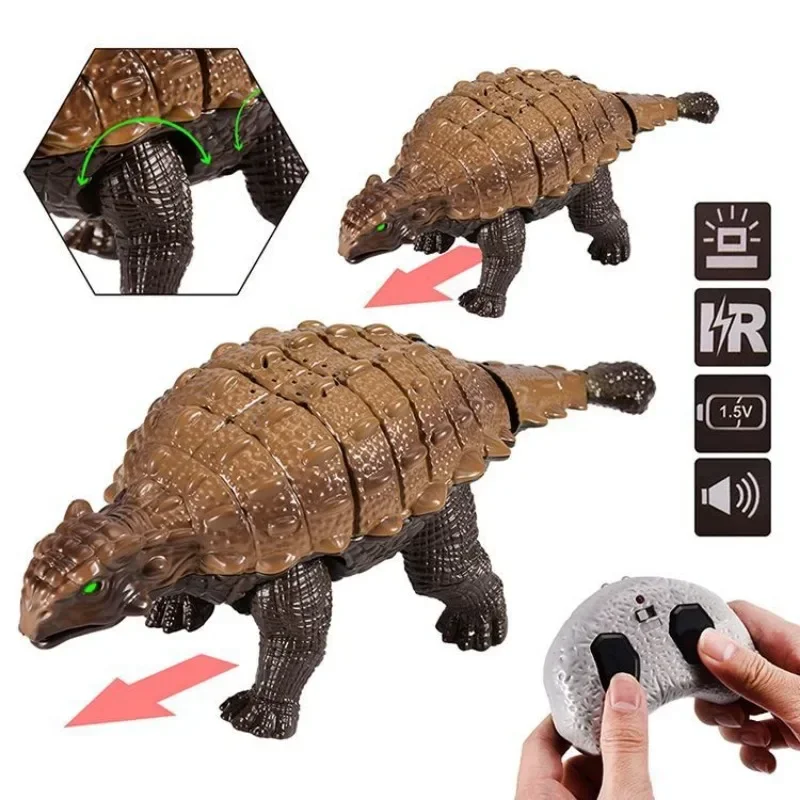 RC Dinosaur Ankylosaurus Simulation Remote Control Dino Realistic Walking With Light Sounds Creative Animal Toys for Kids Gifts