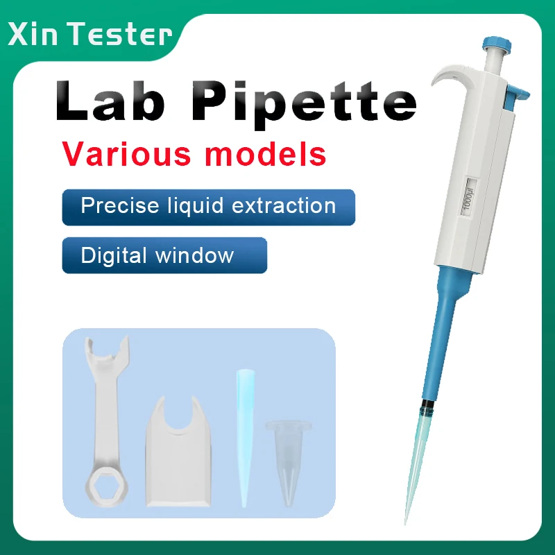 Xin Tester 5ul-5000ul Single Channel Fixed Range MicroPipette Lab Transfer Pipette Digital TopPette Volume Pipettor+Pipette Tips