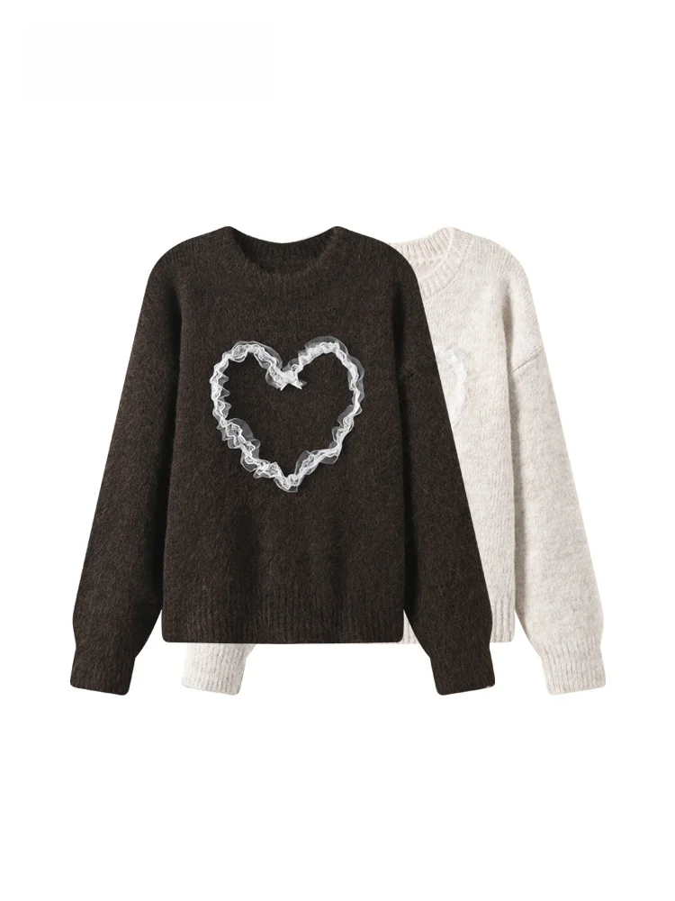 

Длинный трикотаж размера плюс, женский осенне-зимний новый вязаный свитер для похудения, круглый трикотажный свитер Ne De...