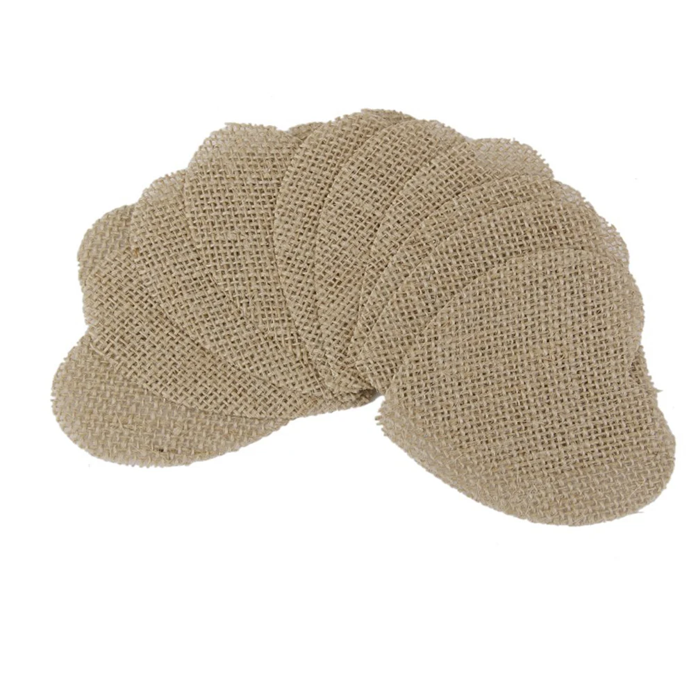 

10 Pcs Heart Shaped Burlap Pieces Natural Jute Creative Slice Wedding Christmas Crafts Sewing Accessories Hessian