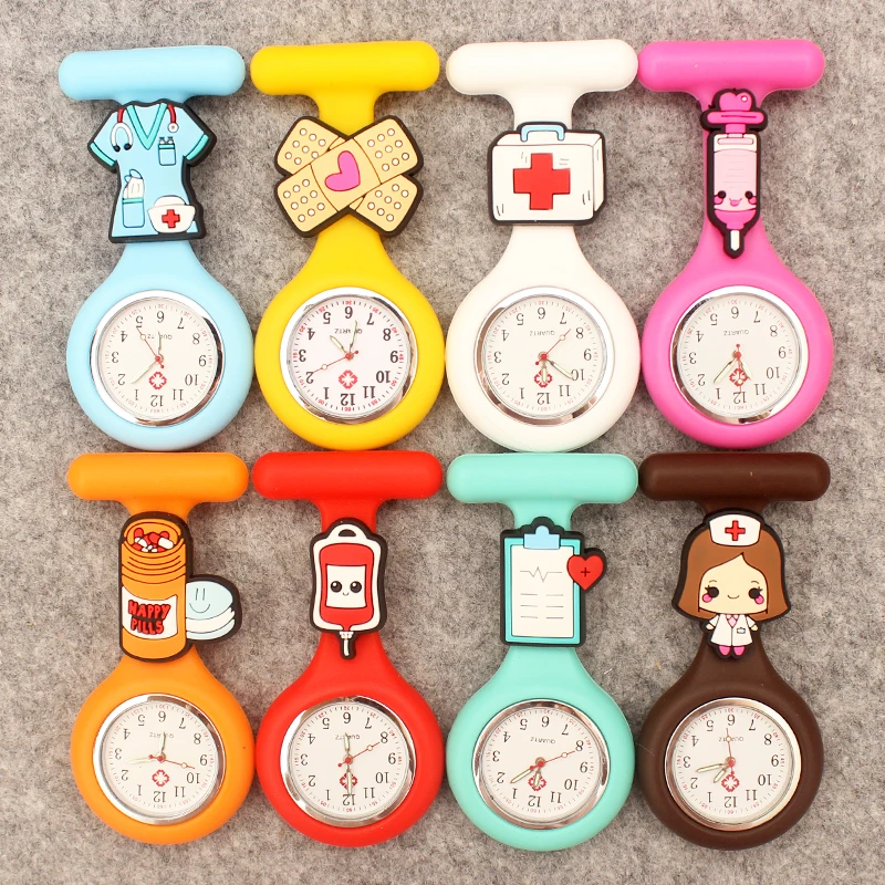 Cartoon Nurse Doctor Medical Style Badge Pocket Watch Retractable And With Clip For Men And Women