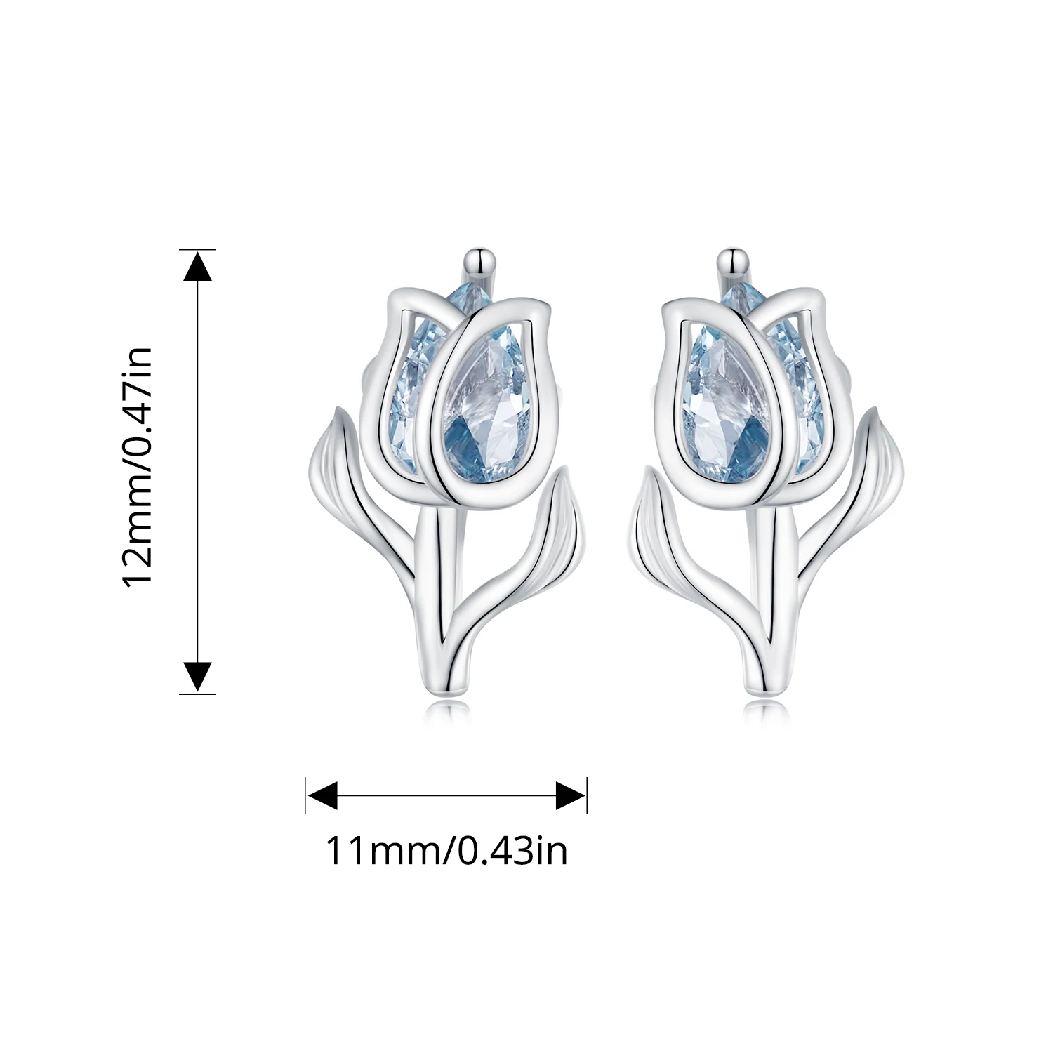 WOSTU 925 Sterling Silver Tulip Earrings Opening Ring Set